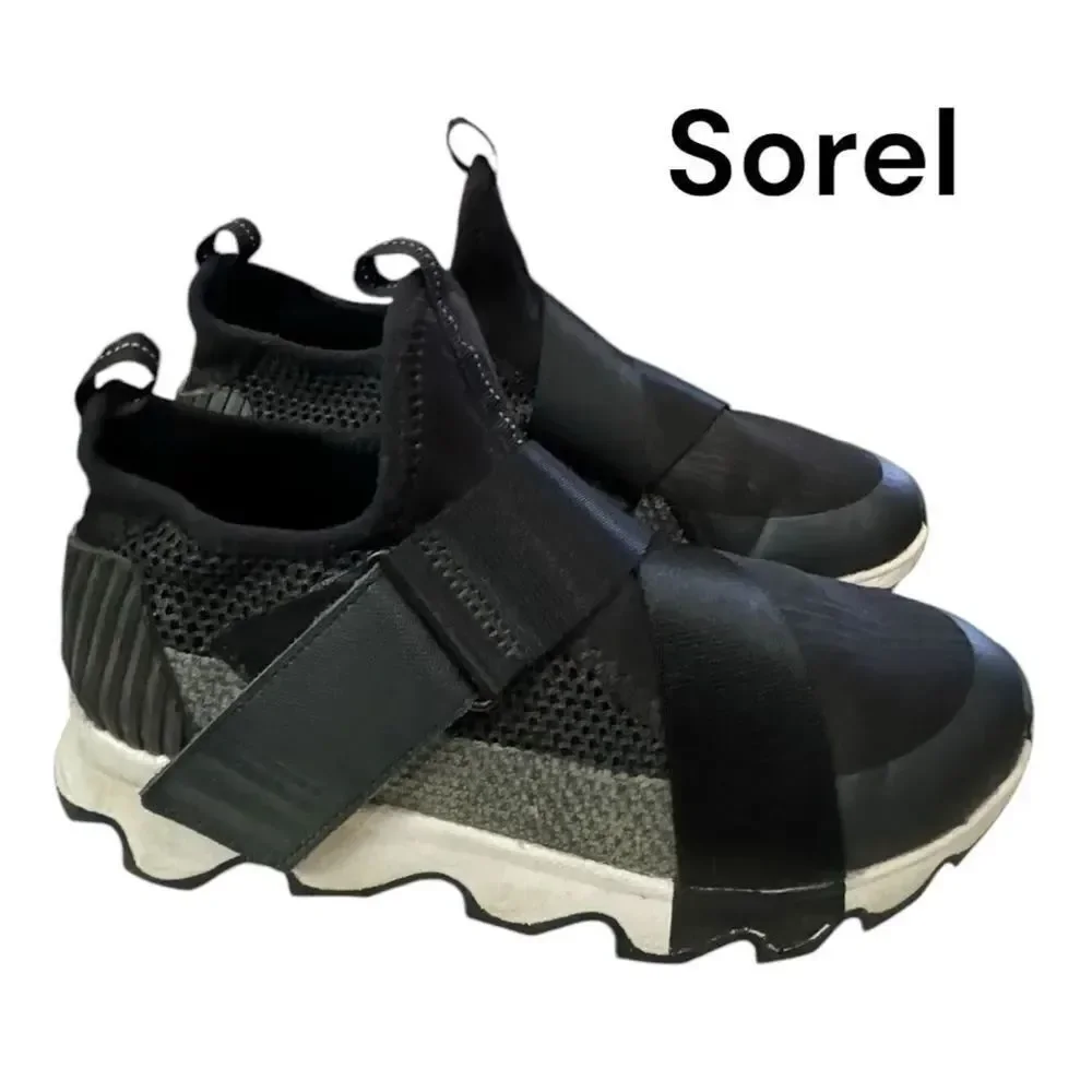 SOREL Women’s Kinetic Sneak Knit Scalloped Sole Stretch Straps Sneakers 7.5